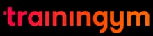 The image displays the Trainingym logo, featuring the word 'trainingym' in lowercase letters with a gradient color scheme transitioning from bright pink on the left to vibrant orange on the right; the text is set in a modern, rounded sans-serif font with a small pink dot preceding the 't', all against a clean white background.