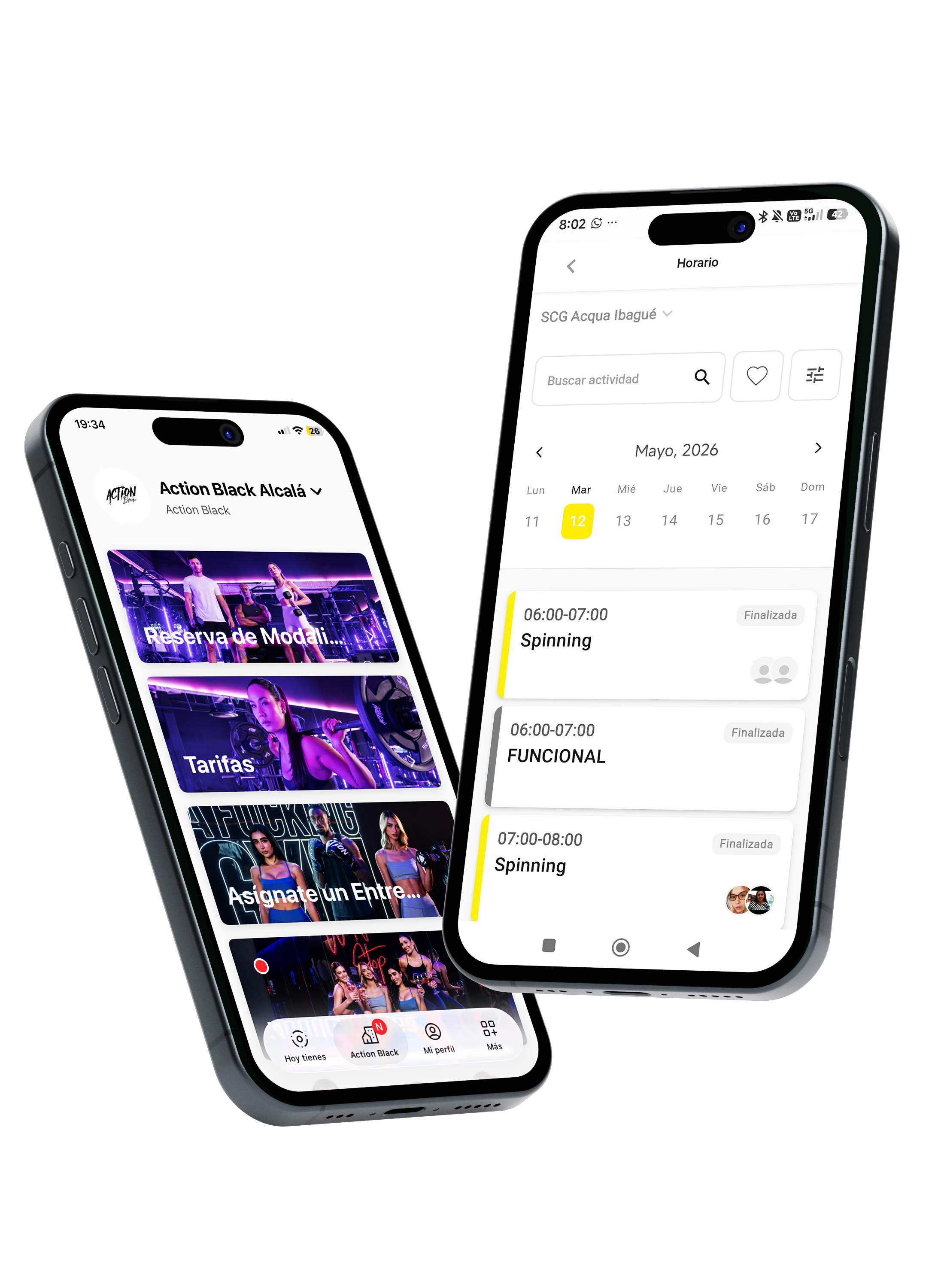 App personalizada del gimnasio — reservas y calendario de clases