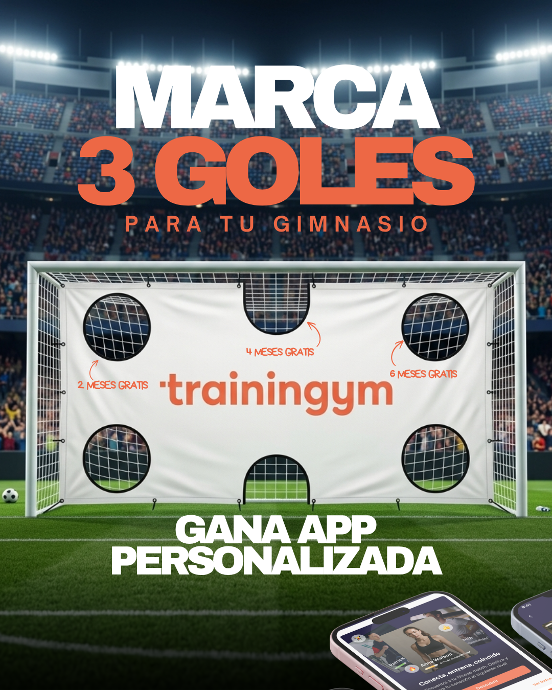 Marca 3 Goles para tu Gimnasio — Gana App Personalizada con Trainingym